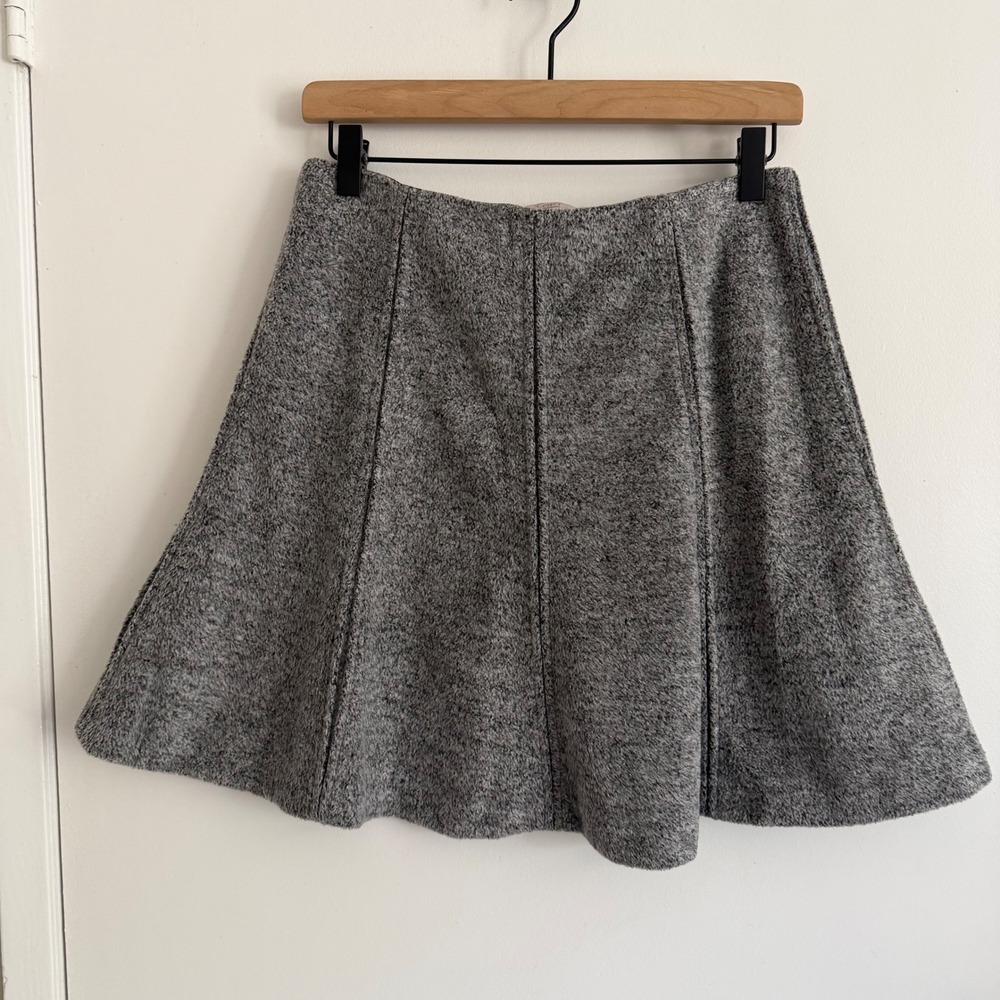 LOFT Gray Marl Knit A-Line Mini Skirt Size SP Flared Preppy Dark Academia